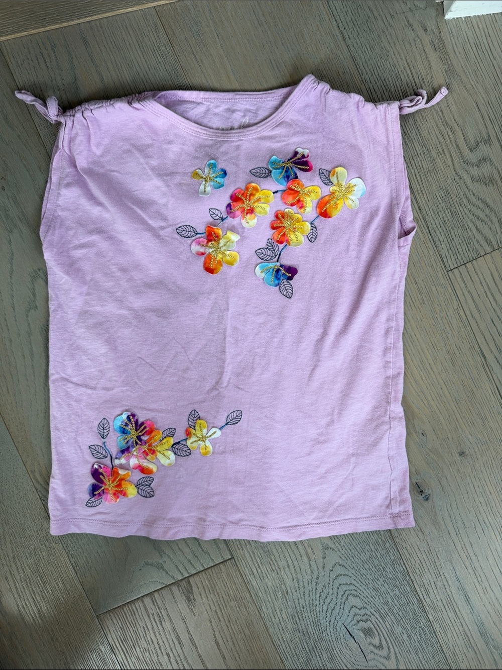 Peek Girls Light Mauve Floral Appliqué Tank Top Size 12